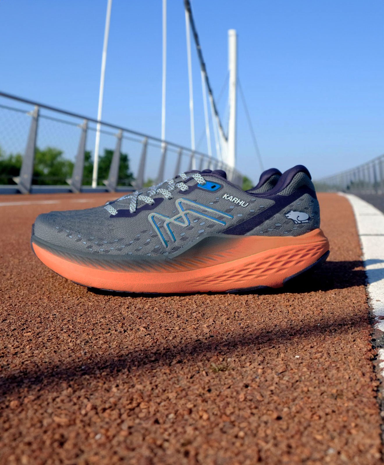 KARHU Men's Mestari Run running shoe on a bridge